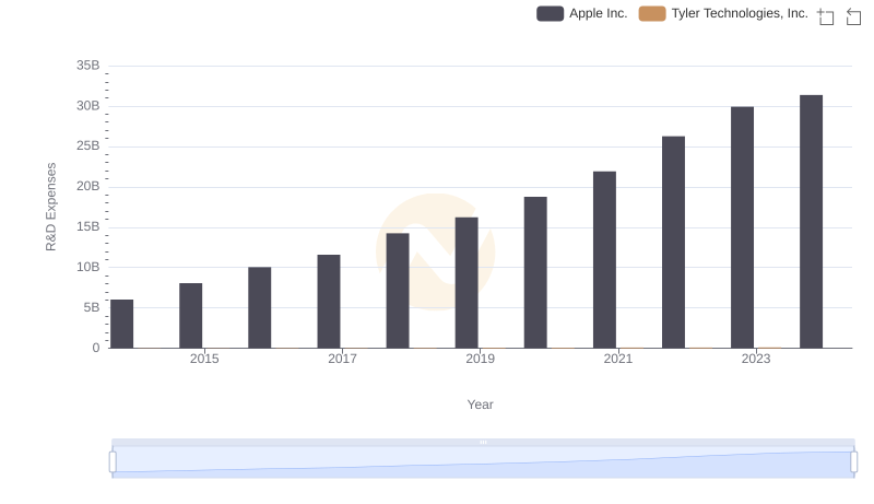 Research and Development Investment: Apple Inc. vs Tyler Technologies, Inc.